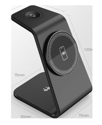 Good price Compact 3 In 1 Wireless Charger 5W Watch Output And 5W/7.5W/10W/15W Wireless Output online