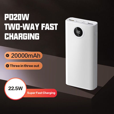 PD 20W 22.5W Power Bank with ABS PC in Vibrant Blue White Color for Portable Charging Solution