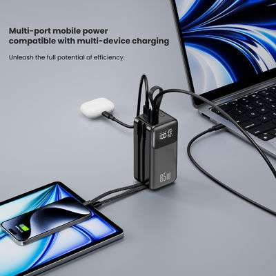 Portable Charger Power Bank 65W for Laptop, 4 Outputs USB C Travel Portable Chargers with Built in Cable
