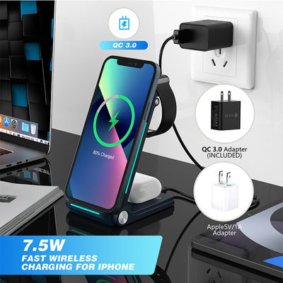 Good price Lightweight 3 In 1 Wireless Charger With 2-8mm Charging Distance Type C Interface online